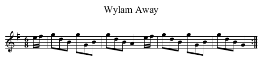 Wylam Away - staff notation