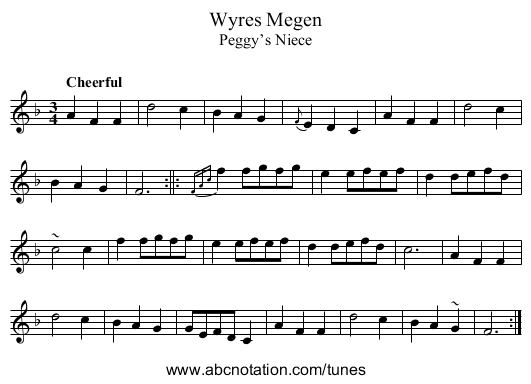 Wyres Megen - staff notation