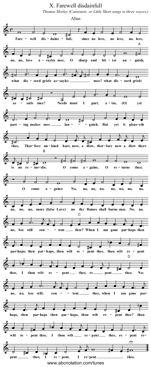 X. Farewell disdainfull - staff notation
