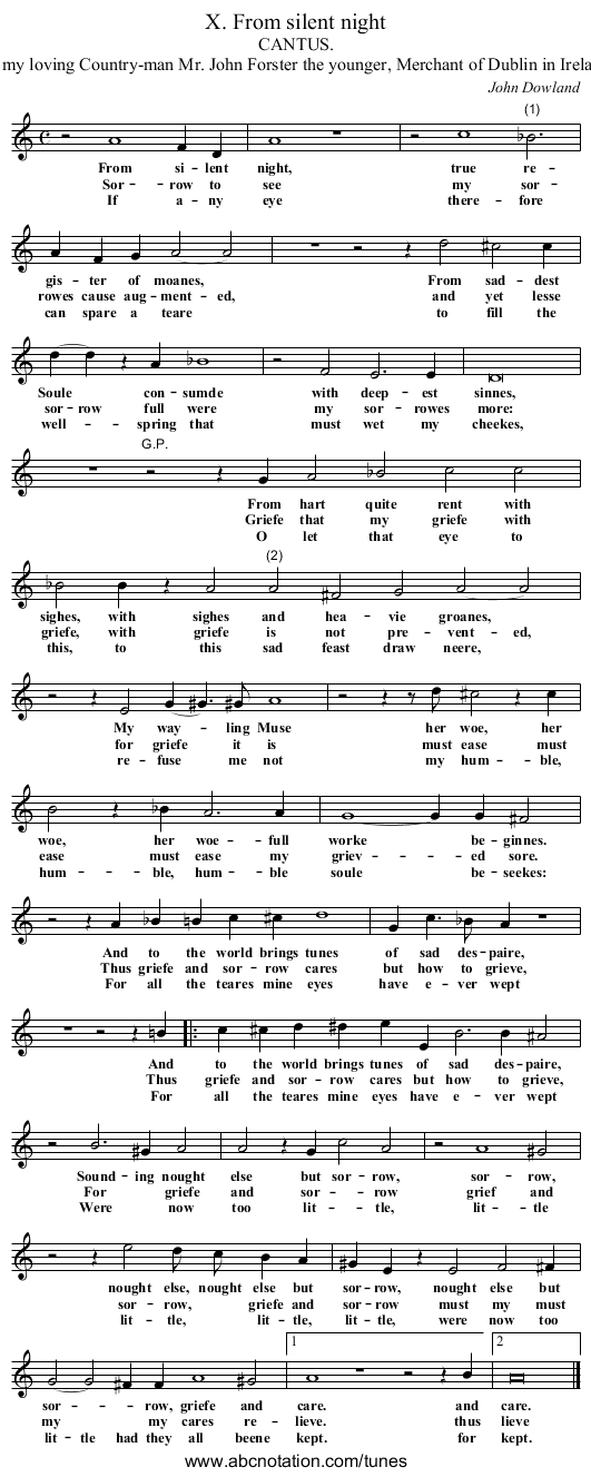 X. From silent night - staff notation