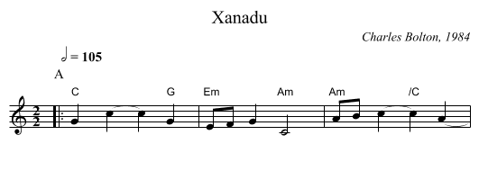 Xanadu - staff notation