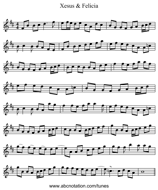 Xesus & Felicia - staff notation