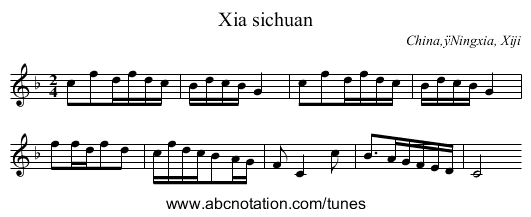 Xia sichuan - staff notation