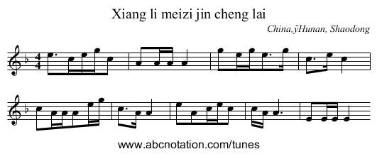 Xiang li meizi jin cheng lai - staff notation