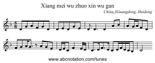 Xiang mei wu zhuo xin wu gan - staff notation