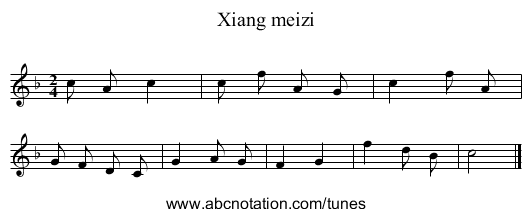 Xiang meizi - staff notation