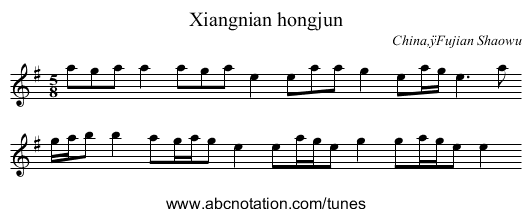 Xiangnian hongjun - staff notation