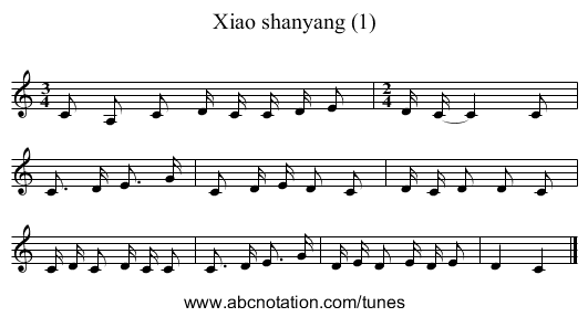 Xiao shanyang (1) - staff notation