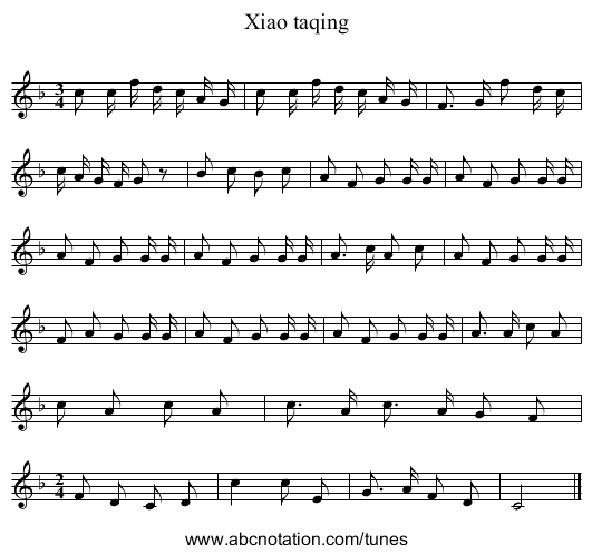 Xiao taqing - staff notation