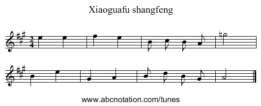 Xiaoguafu shangfeng - staff notation