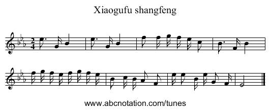 Xiaogufu shangfeng - staff notation