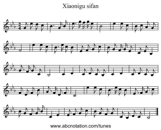Xiaonigu sifan - staff notation