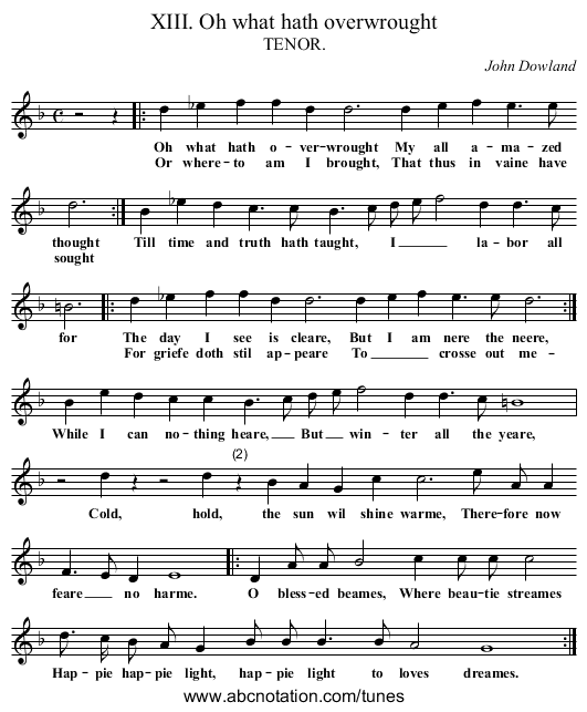 XIII. Oh what hath overwrought - staff notation