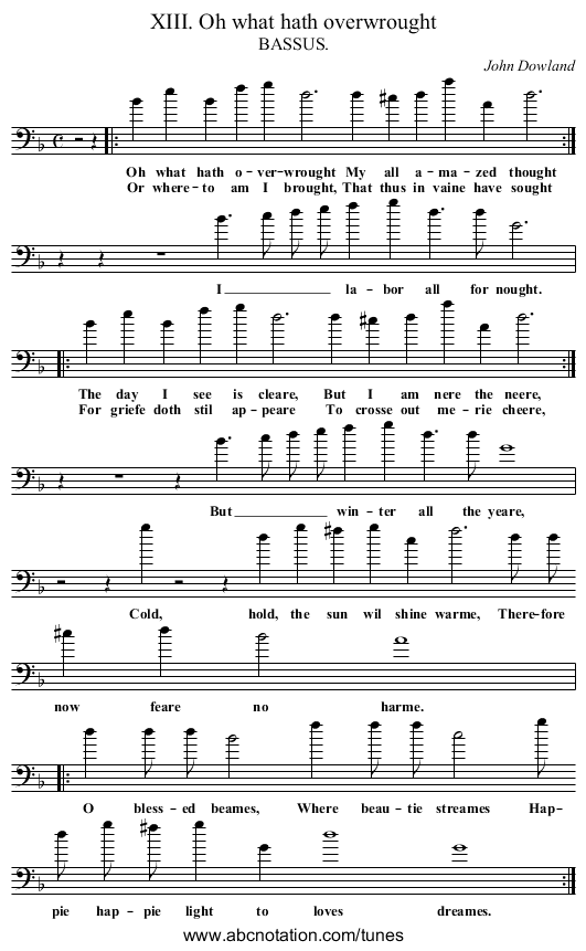 XIII. Oh what hath overwrought - staff notation