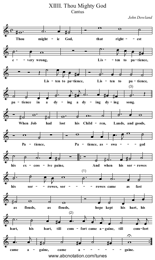 XIIII. Thou Mighty God - staff notation