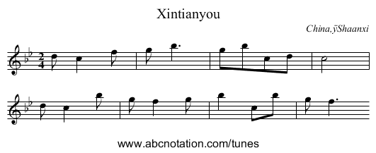 Xintianyou - staff notation