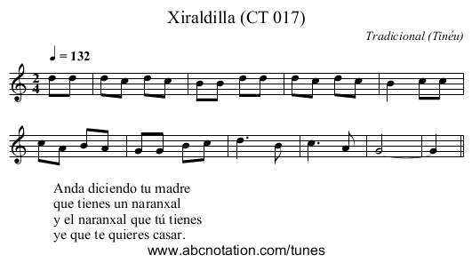Xiraldilla (CT 017) - staff notation