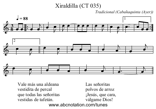 Xiraldilla (CT 035) - staff notation