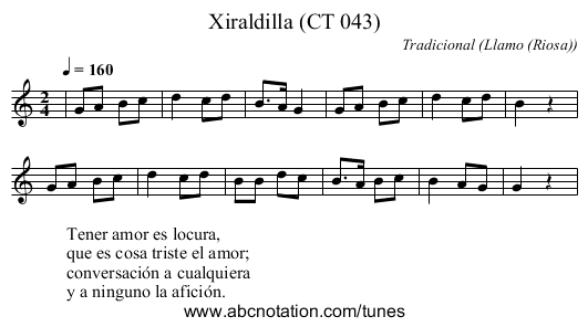 Xiraldilla (CT 043) - staff notation
