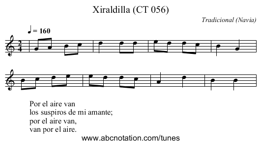 Xiraldilla (CT 056) - staff notation