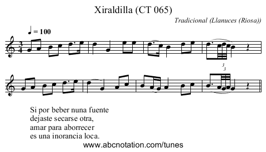 Xiraldilla (CT 065) - staff notation