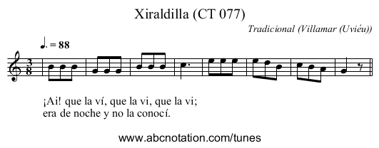 Xiraldilla (CT 077) - staff notation
