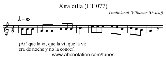 Xiraldilla (CT 077) - staff notation
