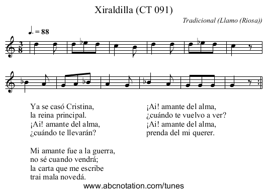 Xiraldilla (CT 091) - staff notation