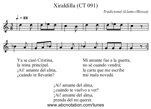 Xiraldilla (CT 091) - staff notation