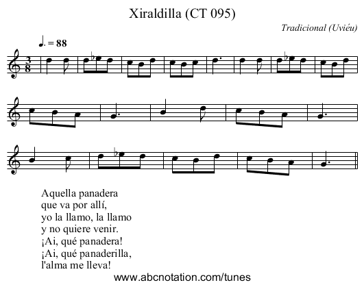 Xiraldilla (CT 095) - staff notation