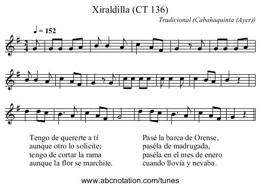Xiraldilla (CT 136) - staff notation