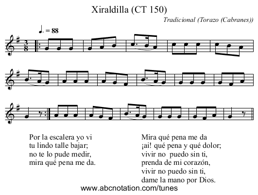 Xiraldilla (CT 150) - staff notation