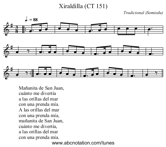Xiraldilla (CT 151) - staff notation