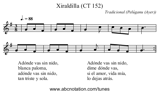 Xiraldilla (CT 152) - staff notation