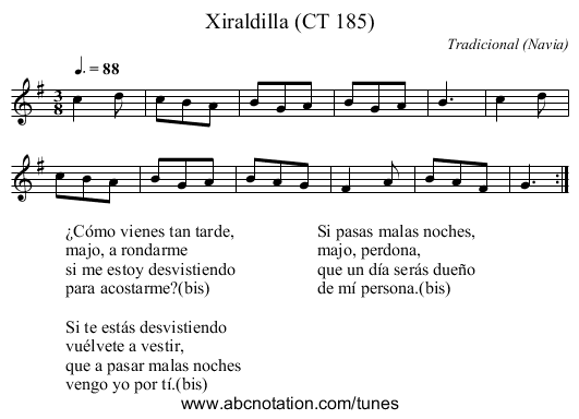 Xiraldilla (CT 185) - staff notation