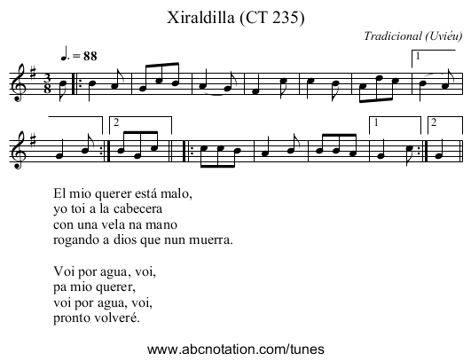 Xiraldilla (CT 235) - staff notation