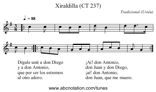 Xiraldilla (CT 237) - staff notation