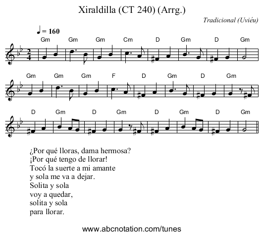 Xiraldilla (CT 240) (Arrg.) - staff notation