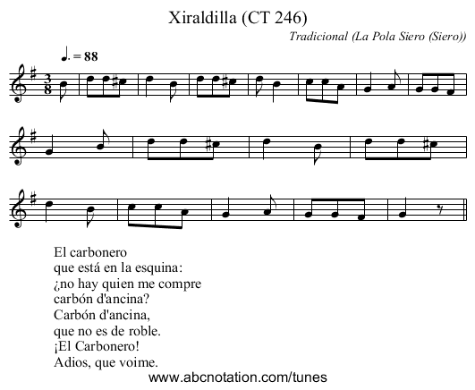 Xiraldilla (CT 246) - staff notation