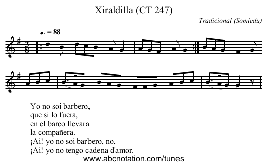 Xiraldilla (CT 247) - staff notation