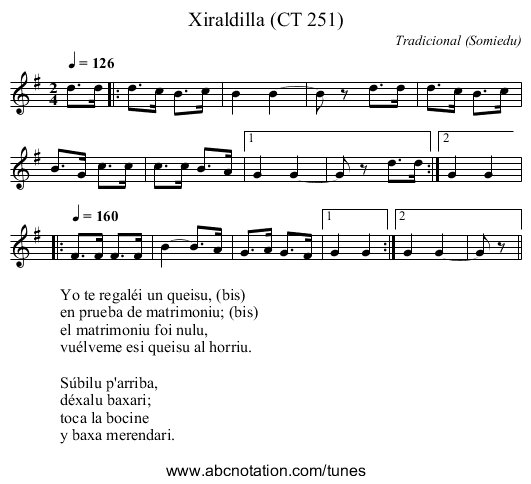 Xiraldilla (CT 251) - staff notation