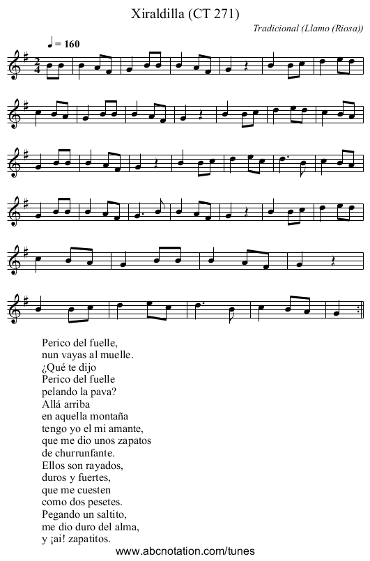 Xiraldilla (CT 271) - staff notation