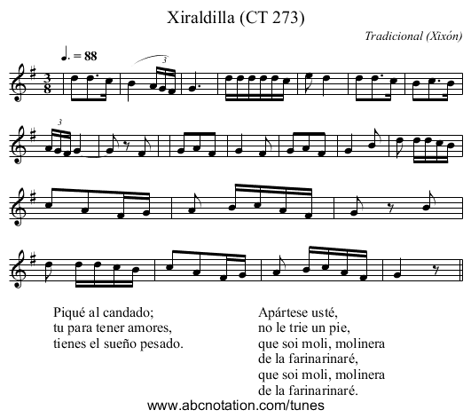 Xiraldilla (CT 273) - staff notation