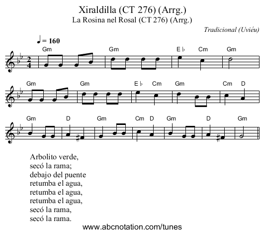 Xiraldilla (CT 276) (Arrg.) - staff notation