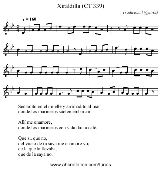 Xiraldilla (CT 339) - staff notation