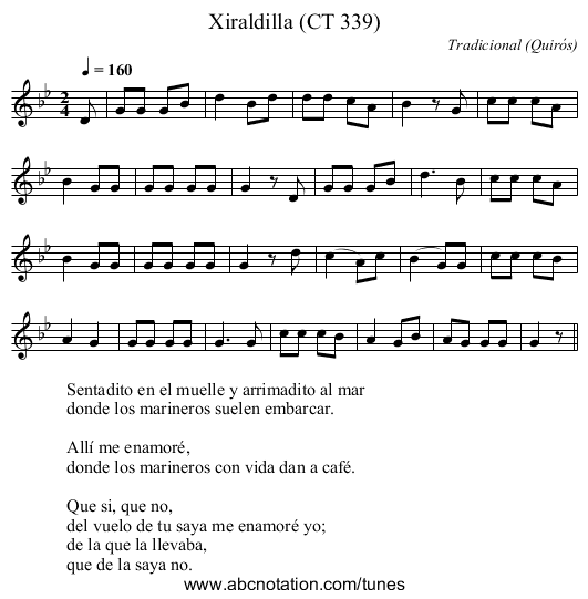 Xiraldilla (CT 339) - staff notation