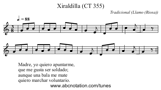 Xiraldilla (CT 355) - staff notation