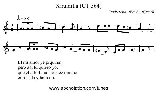Xiraldilla (CT 364) - staff notation