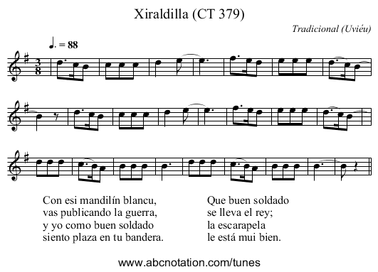 Xiraldilla (CT 379) - staff notation