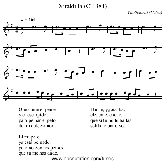 Xiraldilla (CT 384) - staff notation